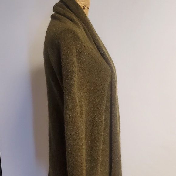 Eileen Fisher Olive Green  Merino Wool Alpaca Plush Melange Cardigan Sweater XS - Picture 7 of 10